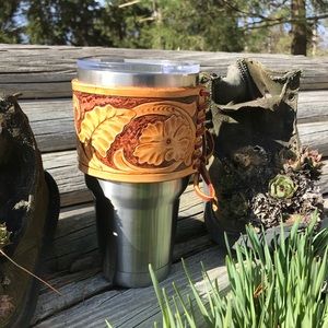 Tooled Leather Tumbler Wrap